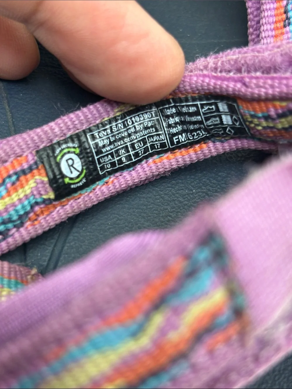 Teva Purple Multicolor Strap Sport Sandals, SZ 10 for toddler girl, box 10